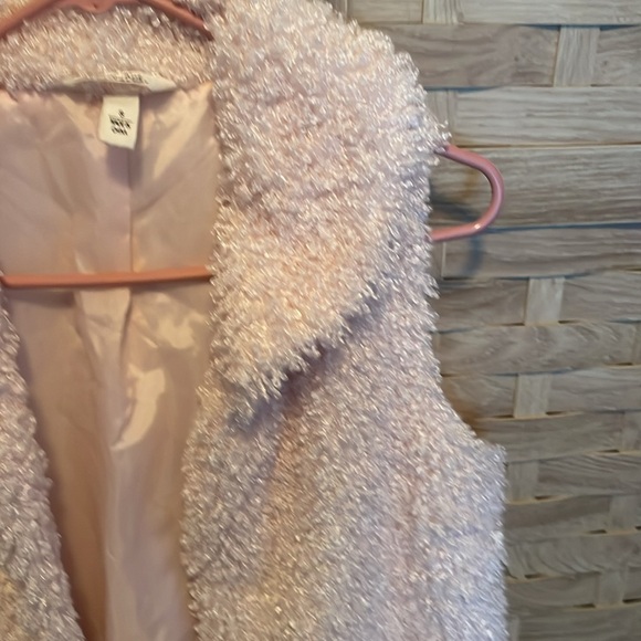 NWOT Krazy Kat fully lined polyester faux fur vest, open front, light pink, Sz S - Picture 3 of 5